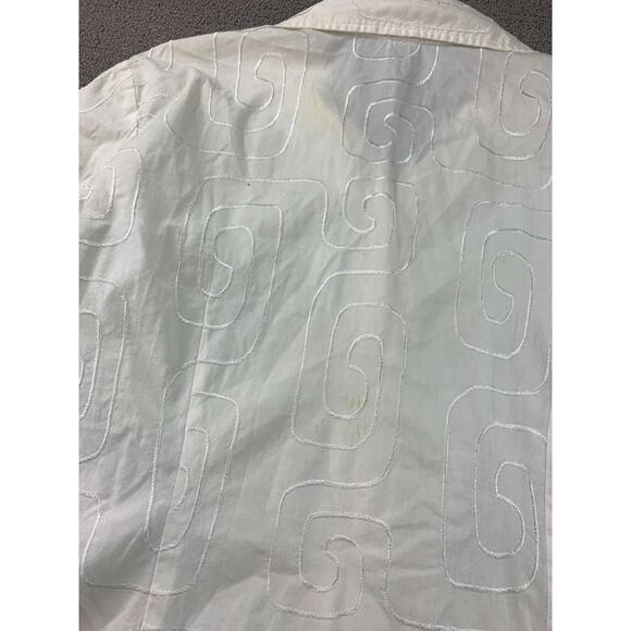 Vintage David Brooks Button Down Shirt Women L White Long Sleeve Embroidery - Picture 3 of 8